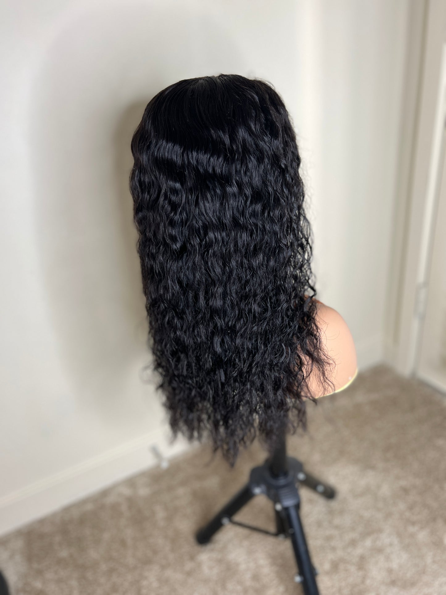 Dark curly front lace wig